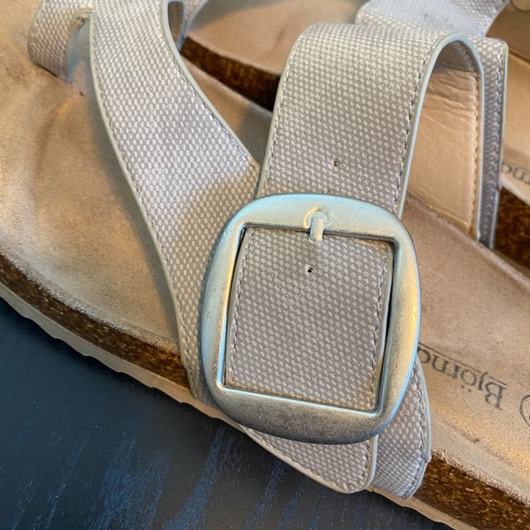 Bjorndal Womens Toe Loop Cork Footbed Sandals Buckle Slide, Gray Brown SZ 10 - Picture 8 of 10